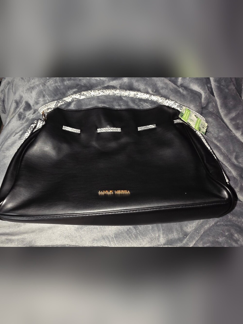 Badgley Mischka Black Shoulder Bag with Silver Accents